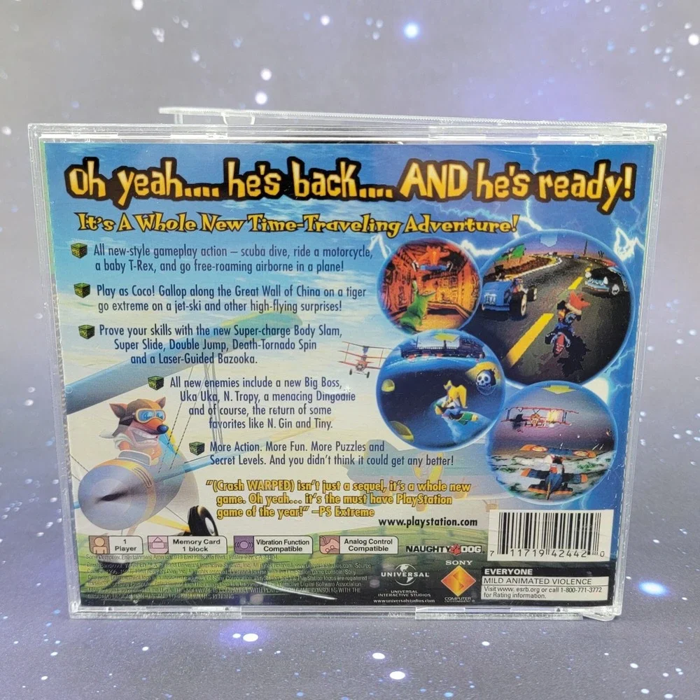 Crash Bandicoot Warped (Sony Playstation 1, 1998) Video Game No Manual PS1 0044